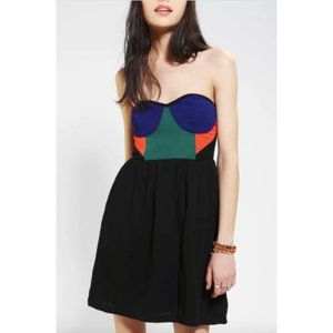 NEW Sparkle & Fade Strapless Color Block Dress